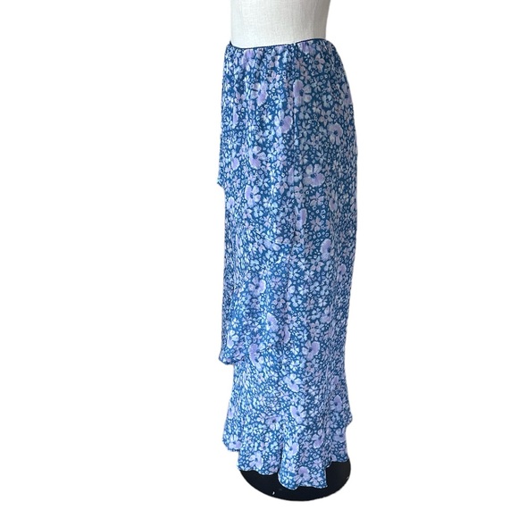 NWOT FREE PEOPLE ROMANCE ME TIERED MAXI Midi SKIRT Blue Medium - Picture 2 of 6